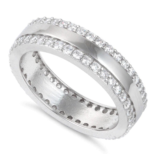 Sterling Silver King Carlos Eternity Crystal Ring