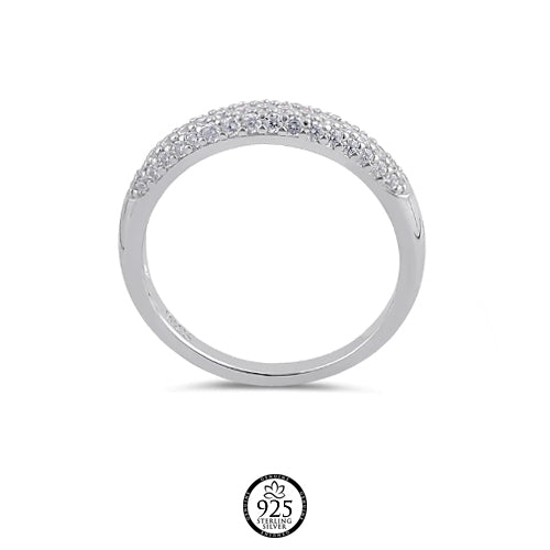 Steling Silver Clear Crystals Wedding Band