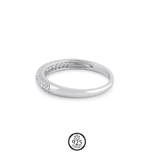 Steling Silver Clear Crystals Wedding Band