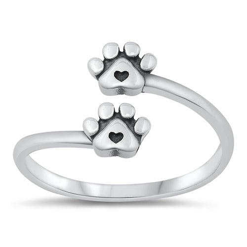 Sterling Silver Paw & Heart Ring
