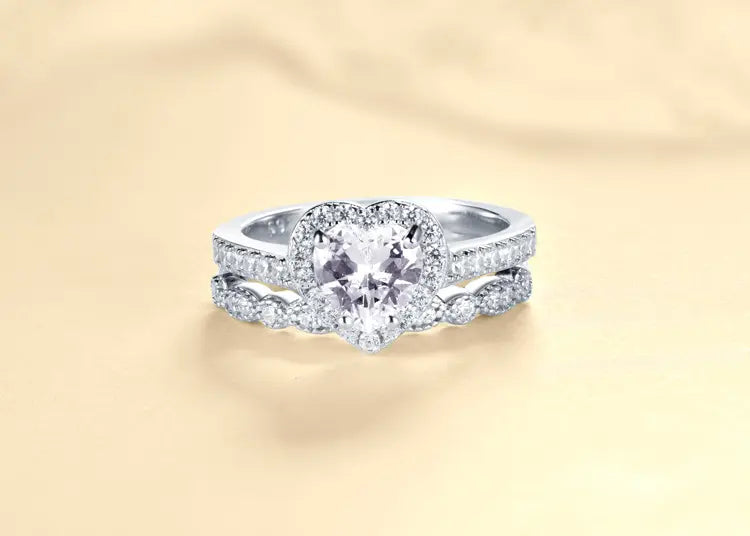 Sterling Silver Timeless Love Heart Engagement Ring