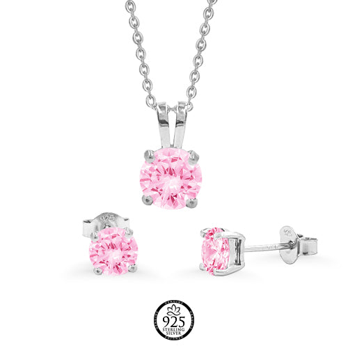 Sterling Silver Pink Love Set