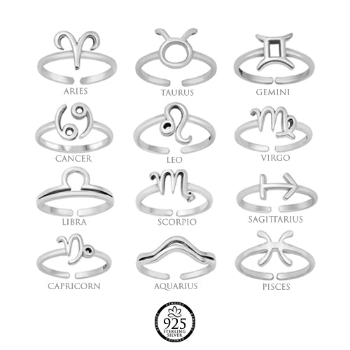 Sterling Silver Gemini Zodiac Sign Toe Ring