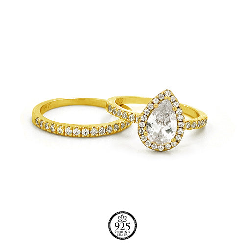 Sterling Silver Pear Shape Engagement Ring