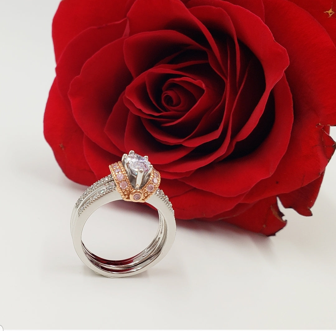 Sterling Silver Clarisse Two Tone Engagement Ring