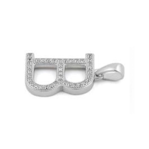 Sterling Silver Letter B Crystal Charm