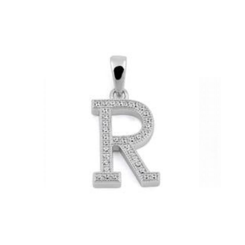 Sterling Silver Letter R Crystal Charm