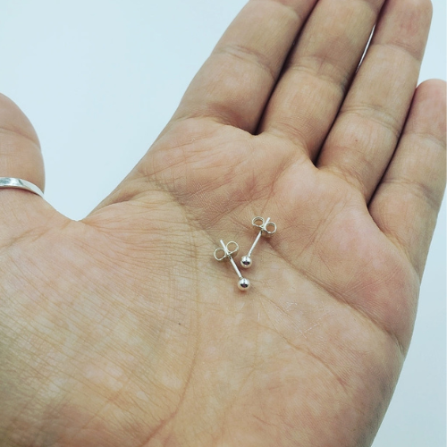 Sterling Silver 3mm Balls Stud Earrings
