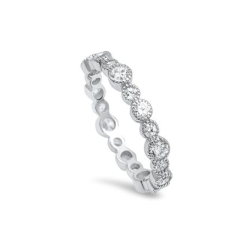 Sterling Silver Eternity Round Cut Ring