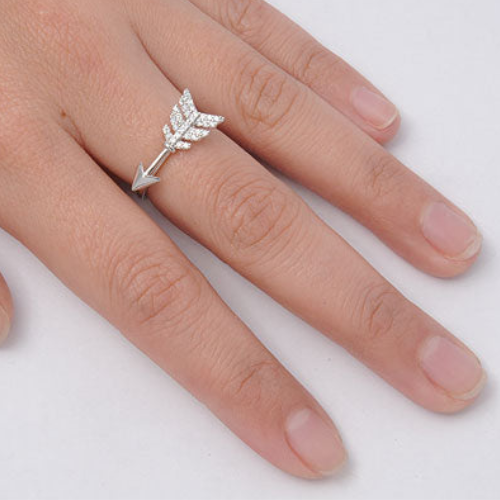 Sterling Silver Arrow and Crystals Ring