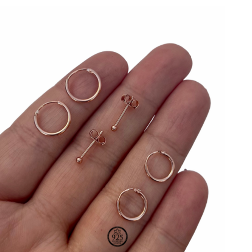 Sterling Silver 18K Rose Gold Plated Basic Earrings Package