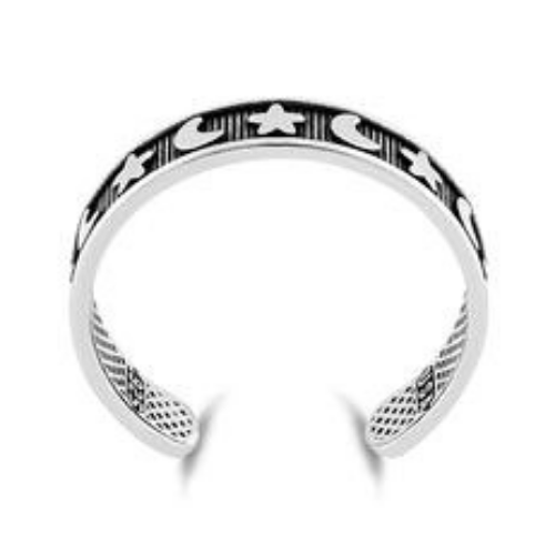Sterling Silver Moon and Star Adjustable Toe Ring