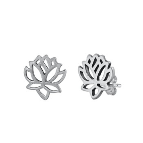 Sterling Silver Blooming Lotus Flower Earrings