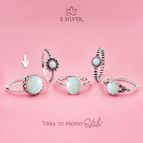 Sterling Silver White Opal Juliette Crown Ring