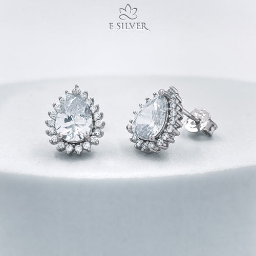 Sterling Silver Pear-Shape Crystals Set