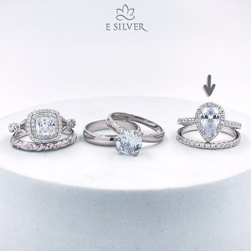 Sterling Silver Tear of Angel Engagement Ring