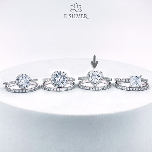 Sterling Silver Irresistible Heart Engagement Rings Set