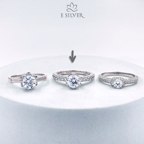 Sterling Silver Princess Crown Engagement Ring