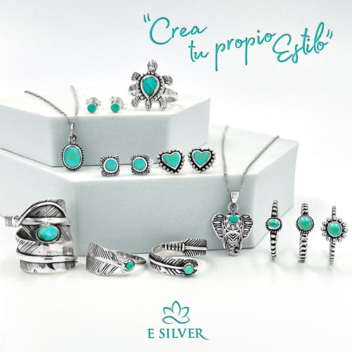 Sterling Silver Feather Boho Ring with Turquoise