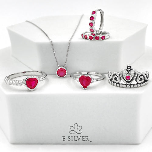 Sterling Silver Ruby Crown Ring