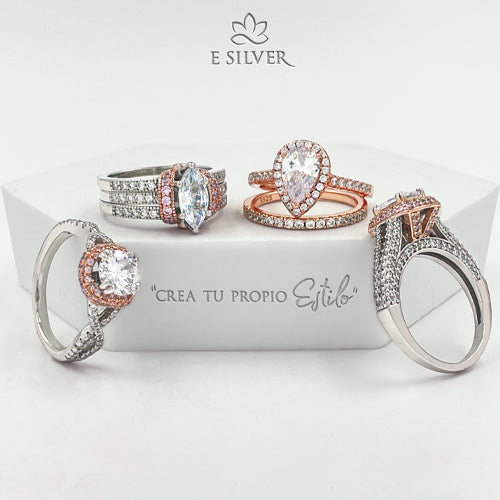 Sterling Silver Josefina Two Tone Engagement Ring