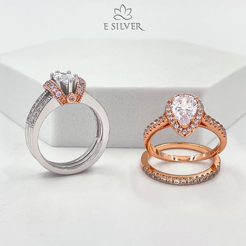 Sterling Silver Clarisse Two Tone Engagement Ring