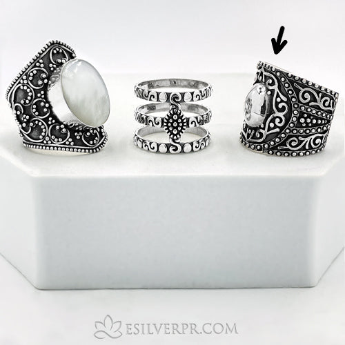 Sterling Silver Dubai Bali Ring