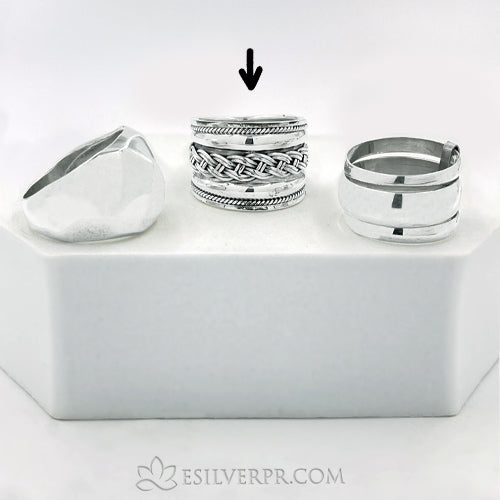 Sterling Silver Rope Bali Ring