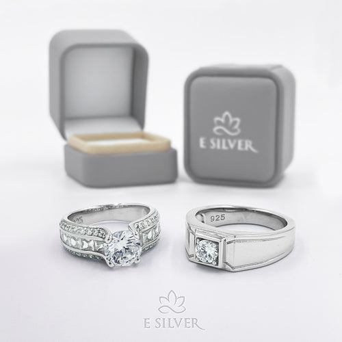 Sterling Silver Diana Princess Cut Engagement Ring