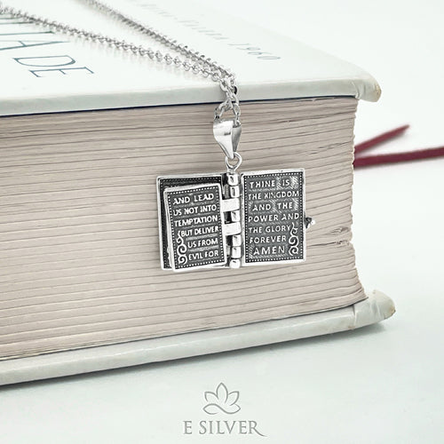 Sterling Silver The Bible Book Necklace