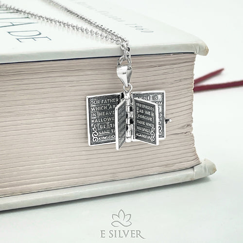 Sterling Silver The Bible Book Necklace
