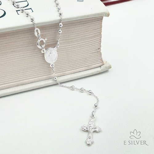 Sterling Silver Perfect Rosary Necklace