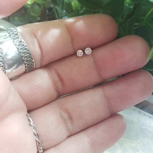 Sterling Silver 3mm Crystal Stud Earrings