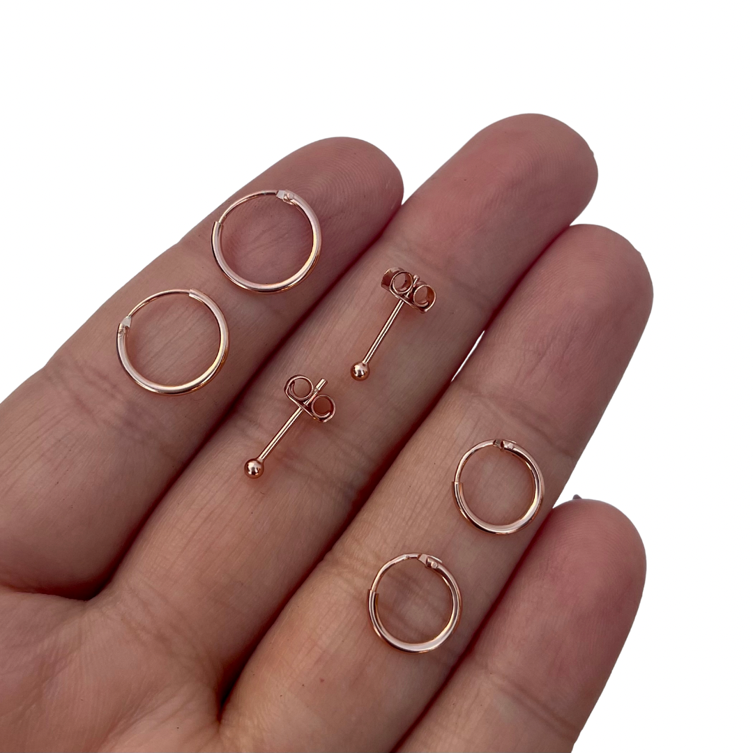 Sterling Silver 18K Rose Gold Plated Basic Earrings Package