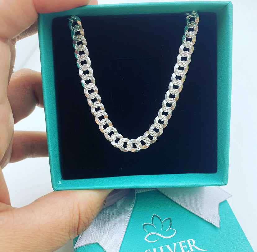 Sterling Silver Jonas Italian Chain - Pave Flat Curb 6.1mm