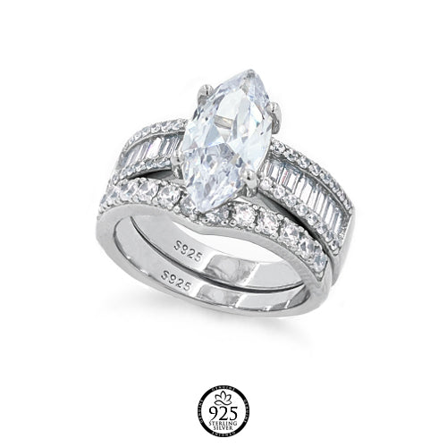 Sterling Silver La Vie Marquise Engagement Ring