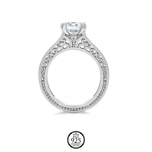 Sterling Silver Princess Castle Engagement Ring