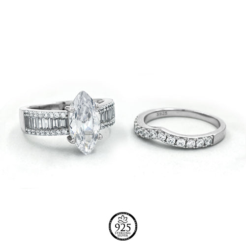 Sterling Silver La Vie Marquise Engagement Ring