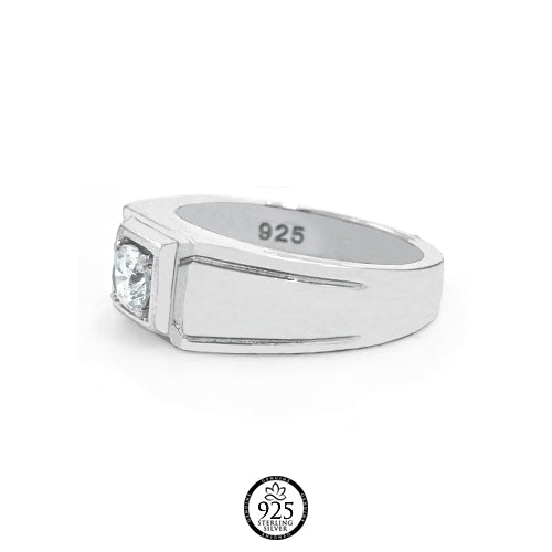 Sterling Silver Elegant Carved Engagement Ring