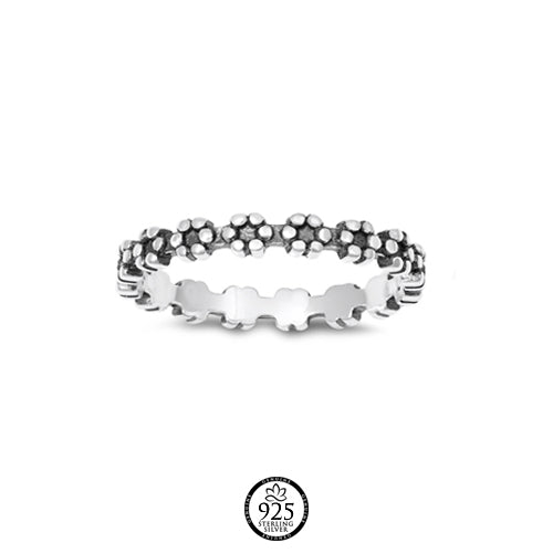 Sterling Silver Flowers Bali Ring