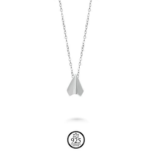Sterling Silver Paper Airplane Necklace