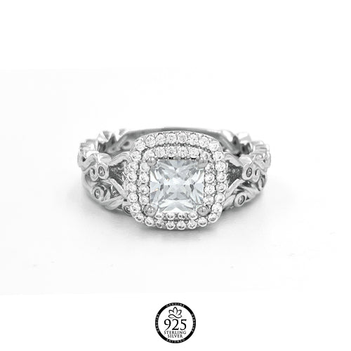 Sterling Silver Vintage Queen Engagement Ring