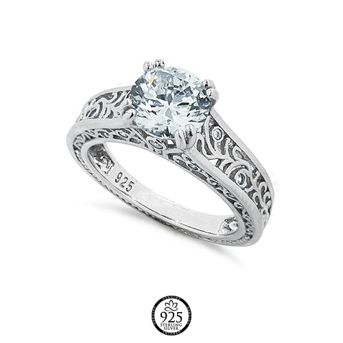 Sterling Silver Princess Castle Engagement Ring