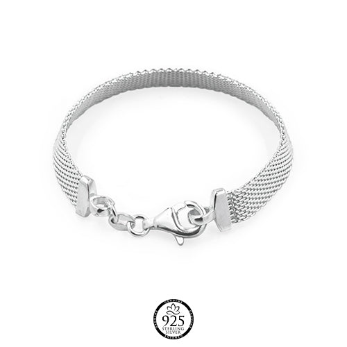 Sterling Silver Flat Mesh Chain Bracelet