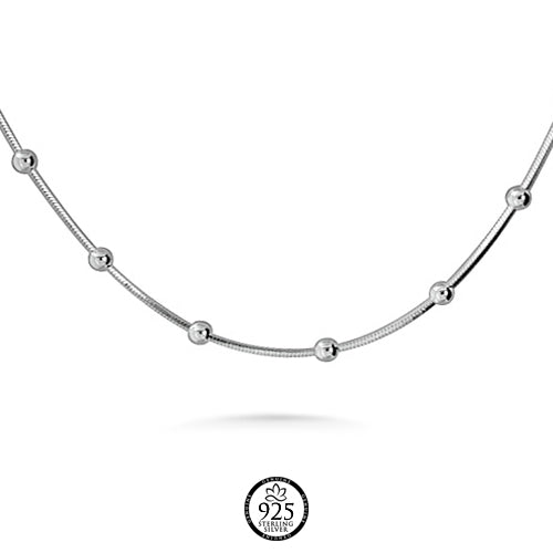 Sterling Silver Snake Chain Beads Necklace