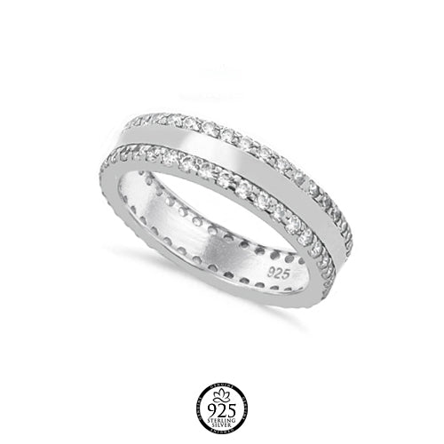 Sterling Silver King Carlos Eternity Crystal Ring
