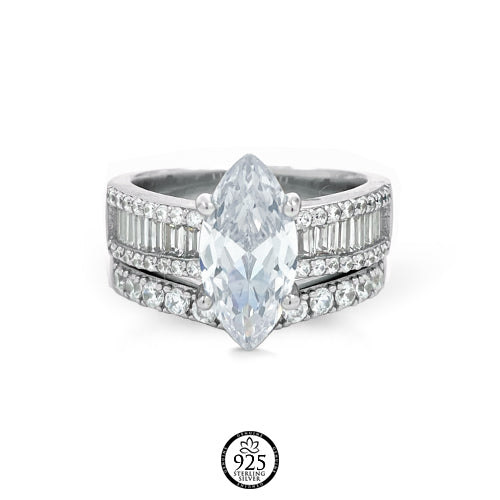 Sterling Silver La Vie Marquise Engagement Ring