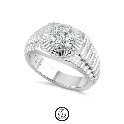 Sterling Silver Round Premium Engagement Ring