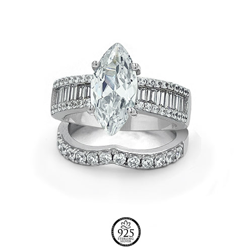 Sterling Silver La Vie Marquise Engagement Ring