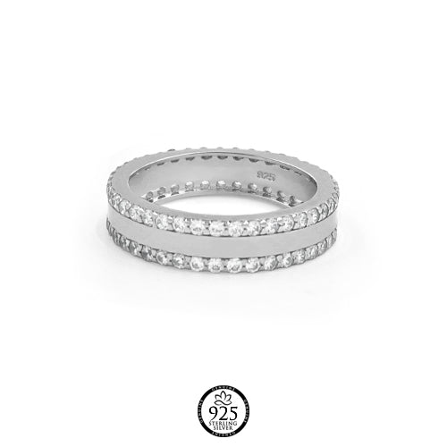 Sterling Silver King Carlos Eternity Crystal Ring